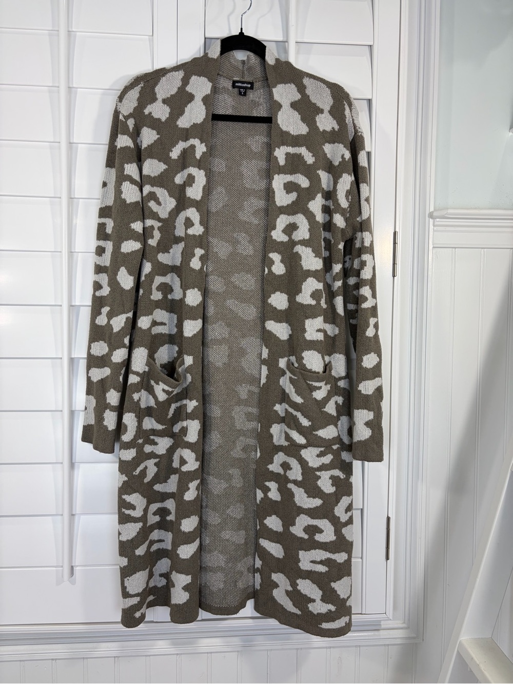 Leopard Print Open Front Cardigan (S)